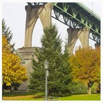 Cathedral Park Neighborhood view of Cathedral Park under the St. Johns Bridge